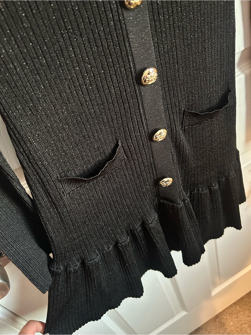 Mable Black Ribbed Button-Front Knit Dress - Picture 9 of 10